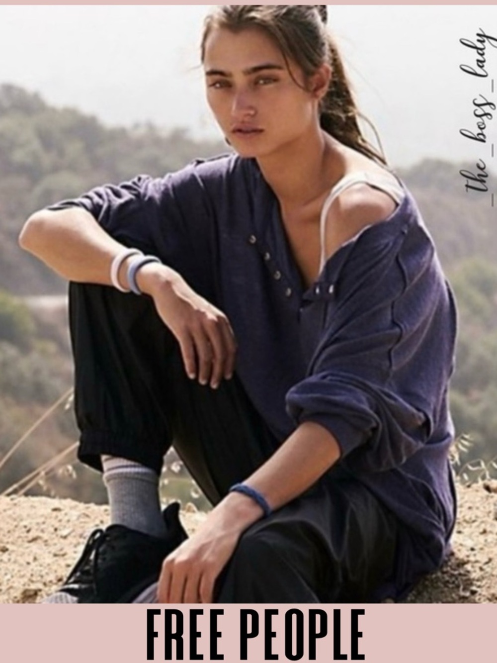 Free People top long-sleeve cotton blend henley one up